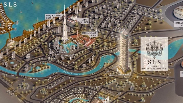 SLS Hotel & Residences Dubai s výhledy na Burj Khalifa