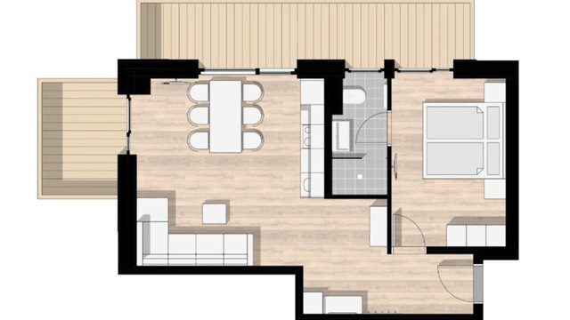 Zajímavý investiční apartmán s 1 ložnicí a balkónem